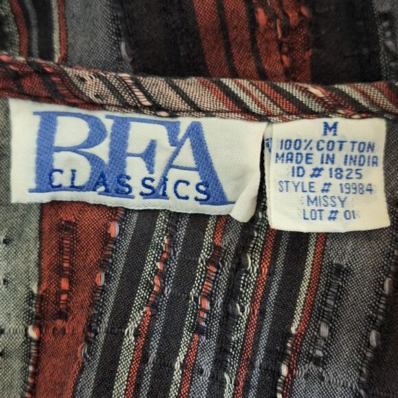 BFA Classics Shirt Womens Medium Vintage Bohemian Pullover Striped Coastal Beach - Picture 2 of 7
